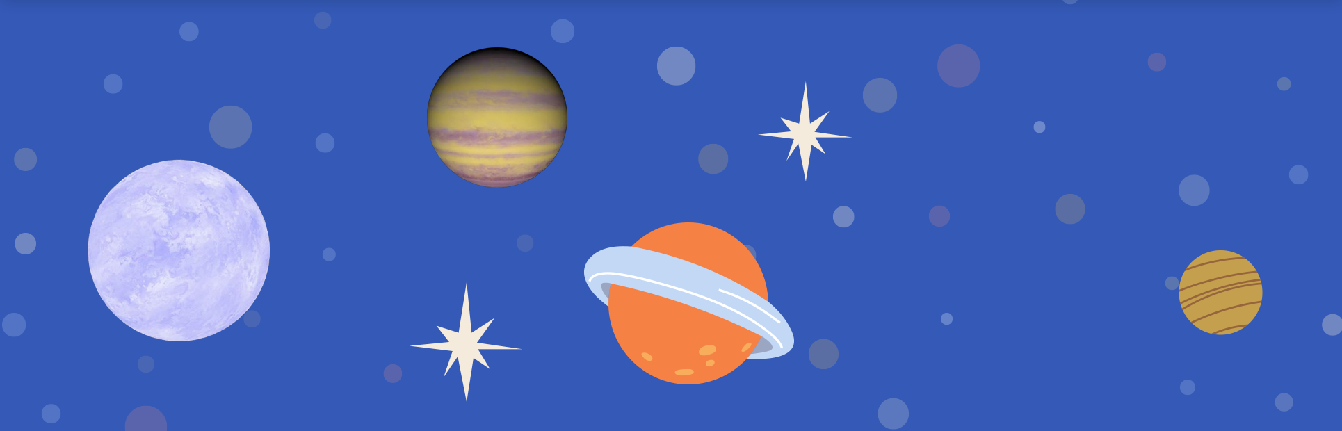 푸른색 우주 배경에 여러 가지 별과 행성이 그려져 있다. 별 마루와 외계행성 아라, 주황색에 하늘색 띠가 둘러있는 행성이 크게 있으며, 흰색으로 반짝이는 듯한 효과도 군데군데 그려져 있다.